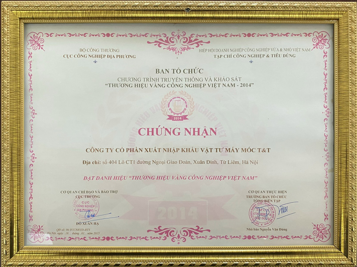 1. Chứng Nhận 2014