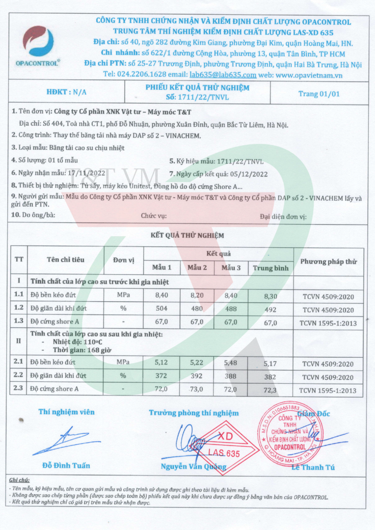 CHỨNG NHẬN KIỂM ĐỊNH CHẤT LƯỢNG