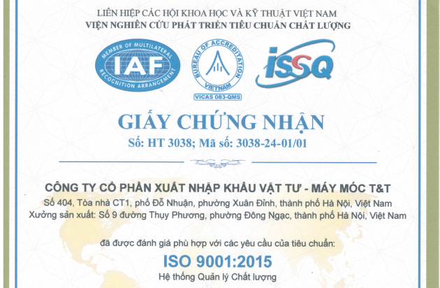 GIẤY CHỨNG NHẬN ISO